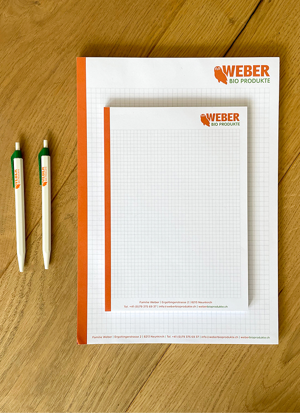 Logez Weber Bioprodukte Notizblock und Kugelschreiber