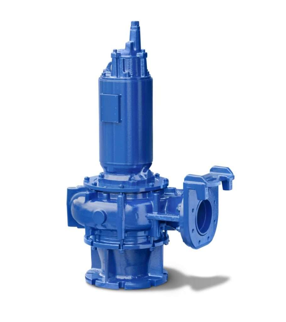 Industriepumpe mit blau lackiertem Gehäuse und seitlichem Flanschanschluss