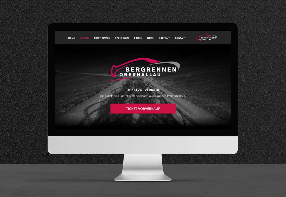 Website von Bergrennen Oberhallau mit Ticketvorverkauf
