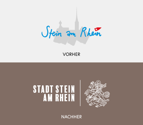 Logovergleich «Stein am Rhein» vor und nach dem Redesign.